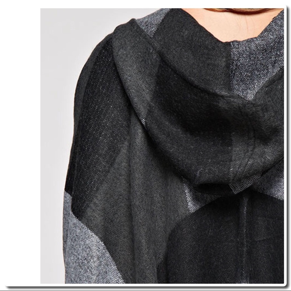 Cozy Hooded Plaid Scarf Poncho - Picture 3 of 5