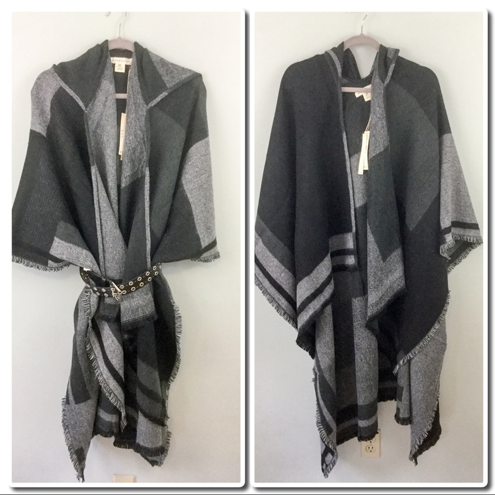 Cozy Hooded Plaid Scarf Poncho - Picture 4 of 5