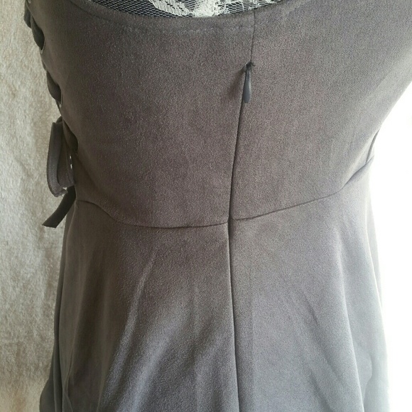 Faux Seude Gray Corset Dress - Picture 6 of 6