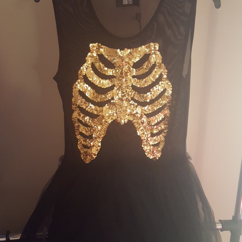 Gold sequin skeleton dress