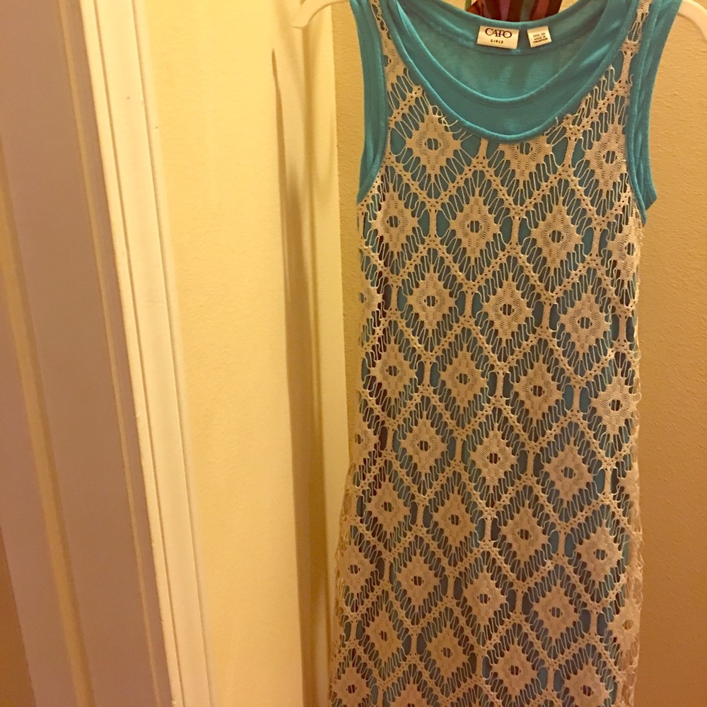 Blue with white lace dress