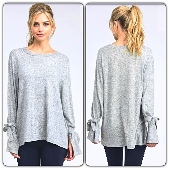 Feminine Soft Chic Tie Wrist Tunic Top SM sold - Picture 2 of 6