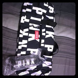 PINK DUFFLE BAG AND WATER BOTTLE
