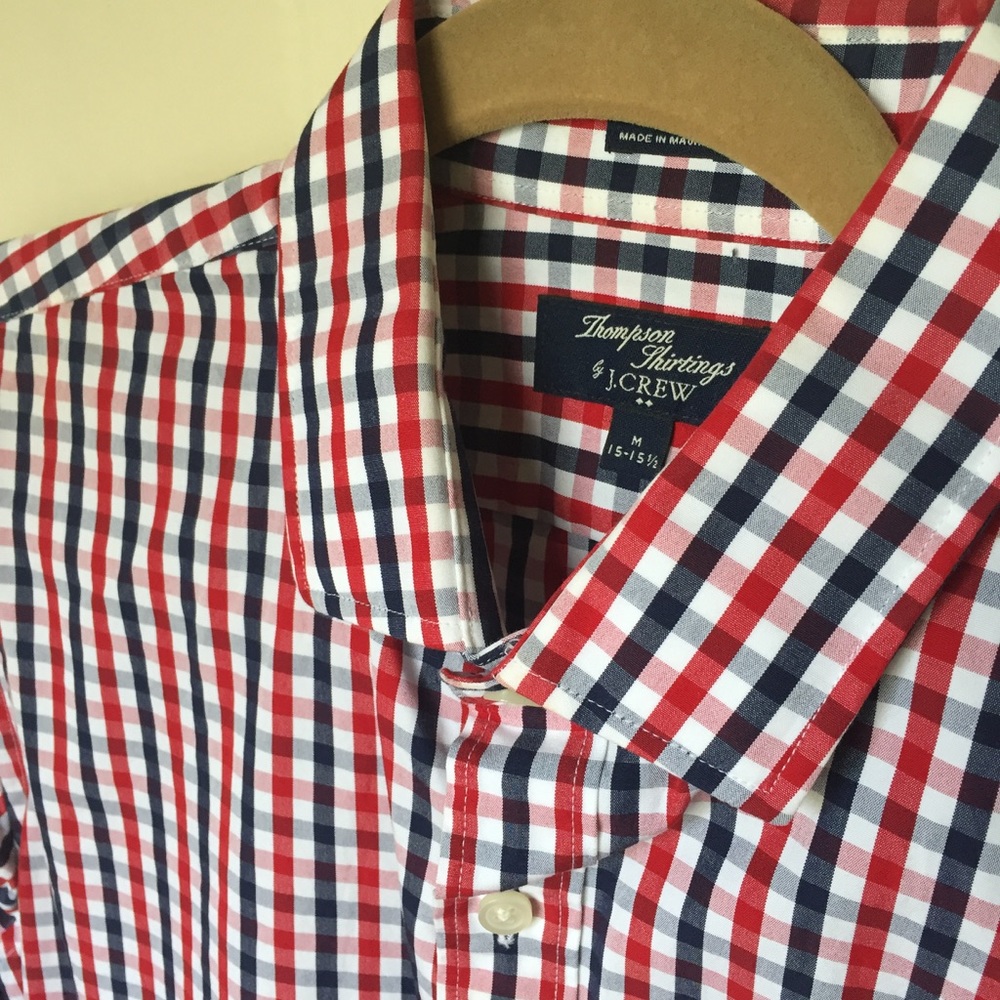 J Crew Spread Collar Plaid Dress Shirt M