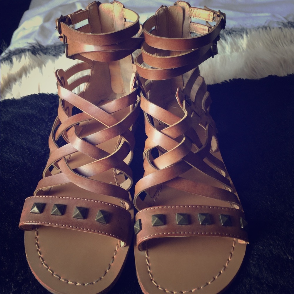 Brown studded sandles size 6
