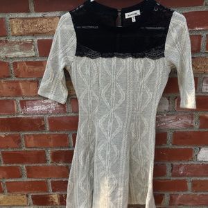 Monteau A-line Sweater Dress with Illusion Neck