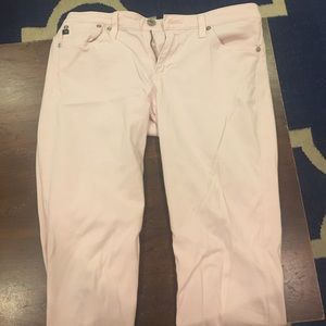 Size 28 light pink AG sateen stilt jeans