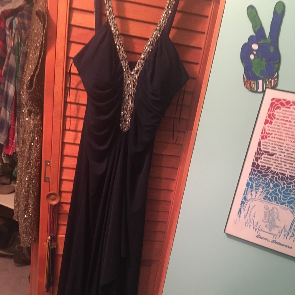 Blue Sequined Prom Dress