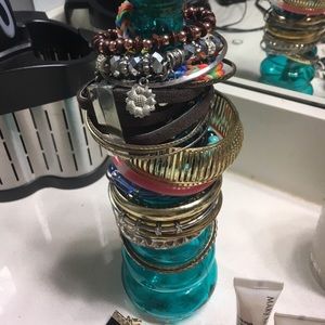 Bracelets and diamond drop earrings