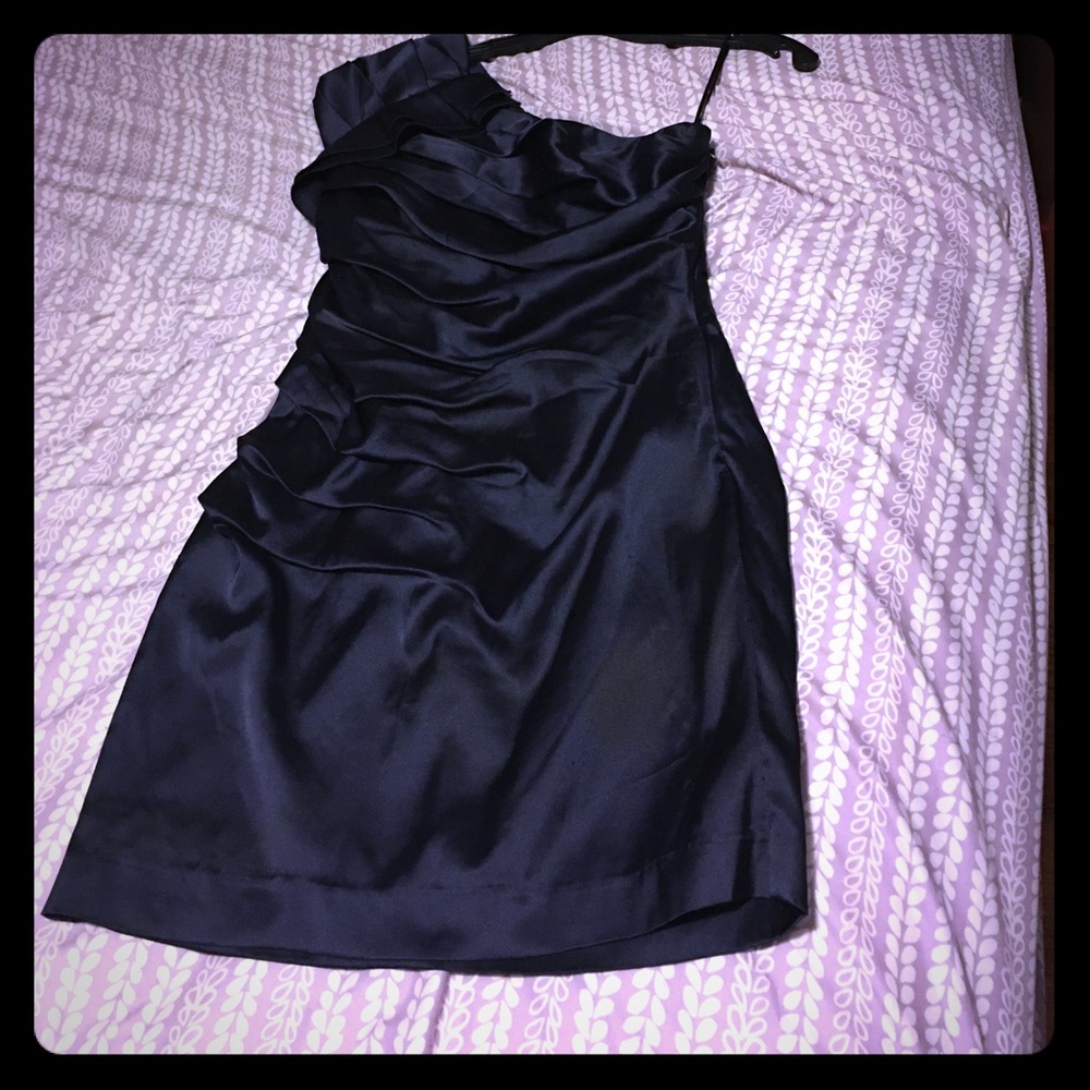 Express navy blue one shoulder party dress
