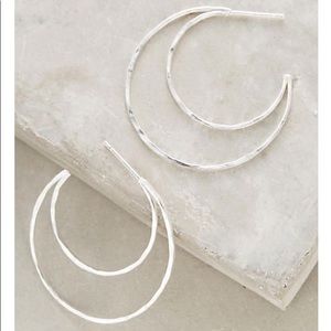 Anthropologie Curved Crescent Hoops in Silver