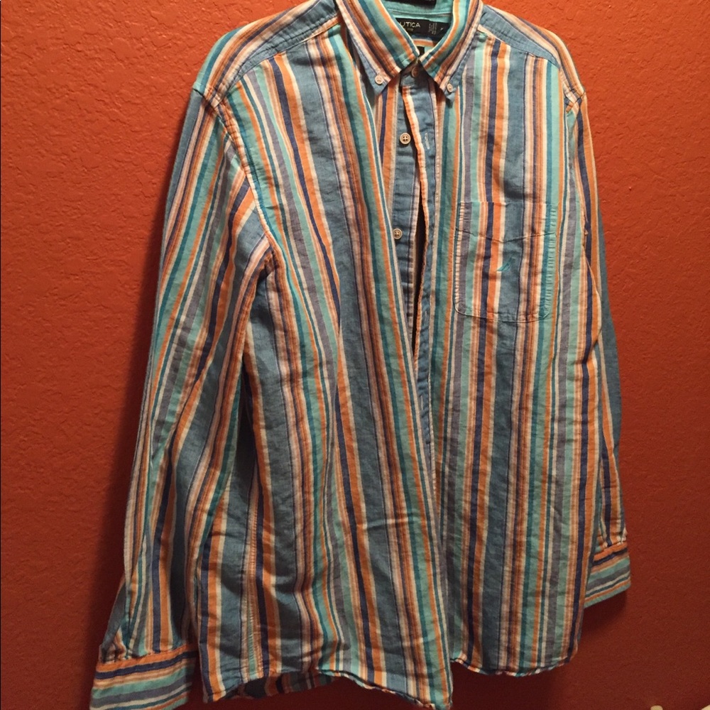 Nautica men's long sleeve dress shirt.