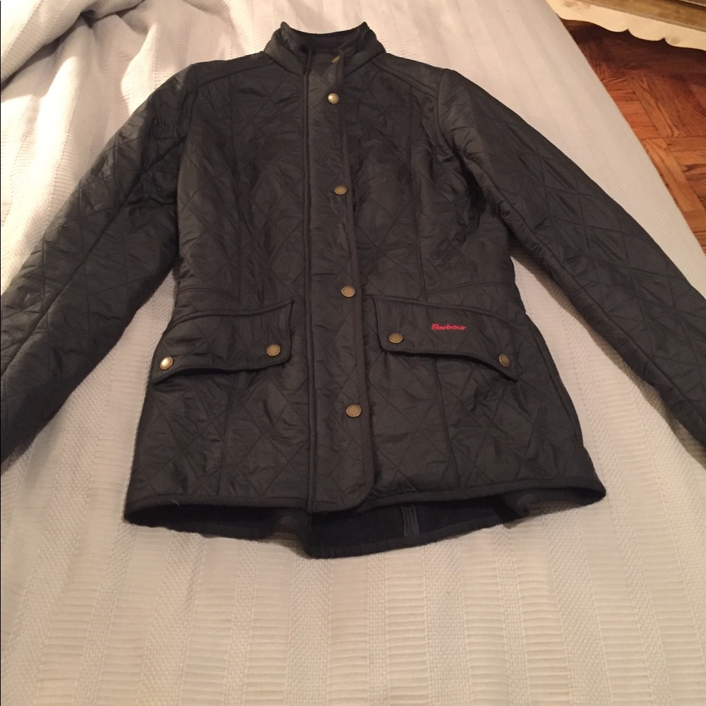 Blue/grey Barbour quilted full zip jacket