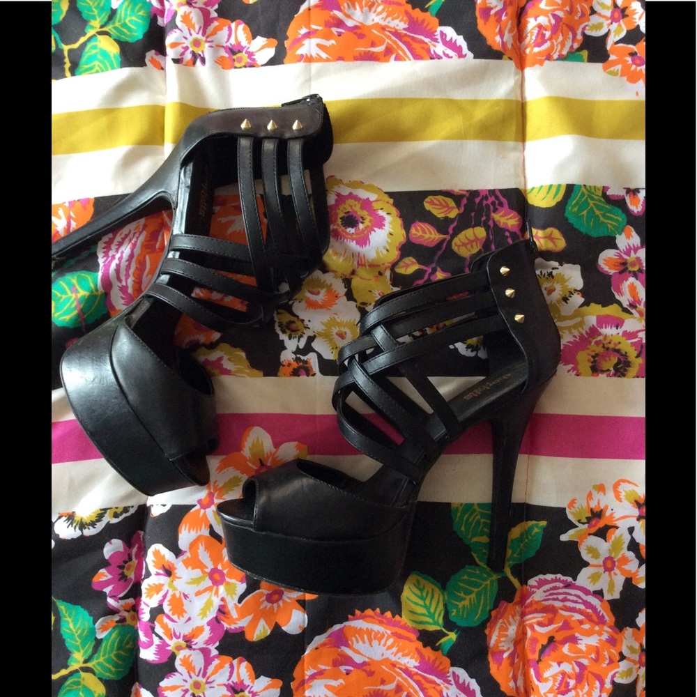Strappy black heels
