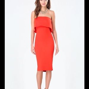 Bebe coral strapless dress