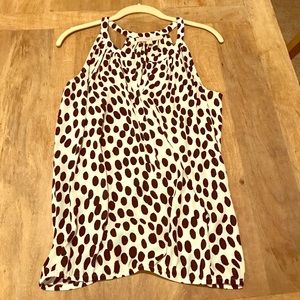 Ann Taylor LOFT black spotted white blouse