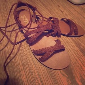 Brown laced sandals