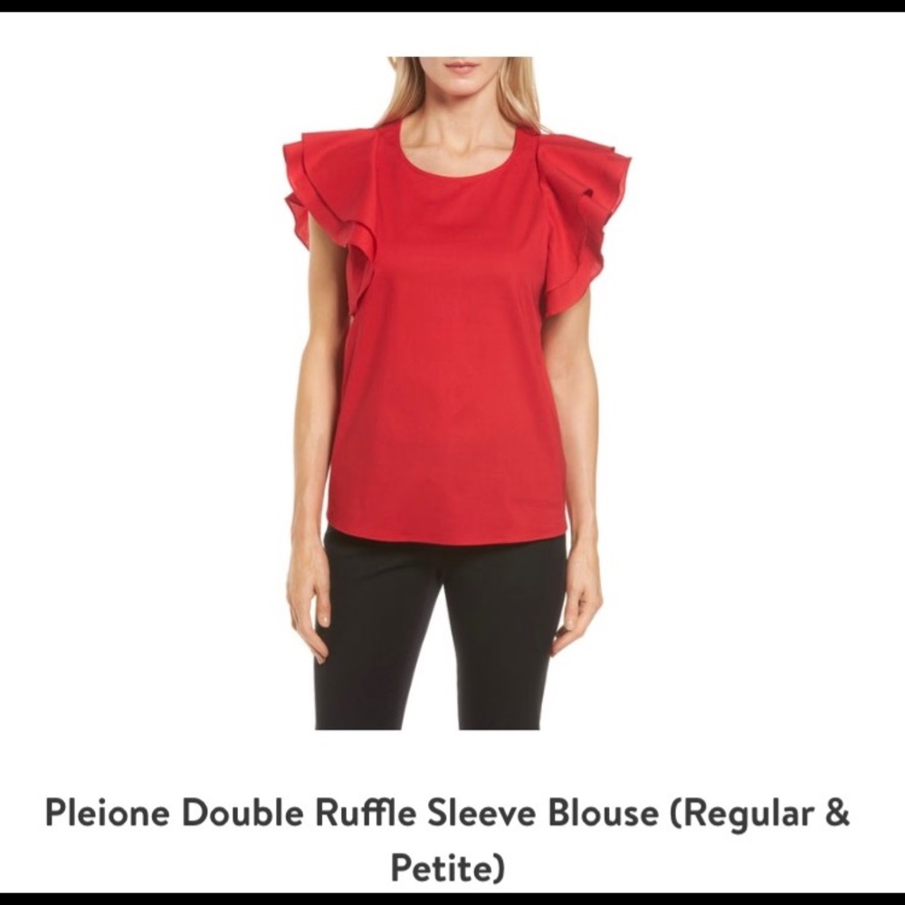 Small double ruffle sleeve blouse
