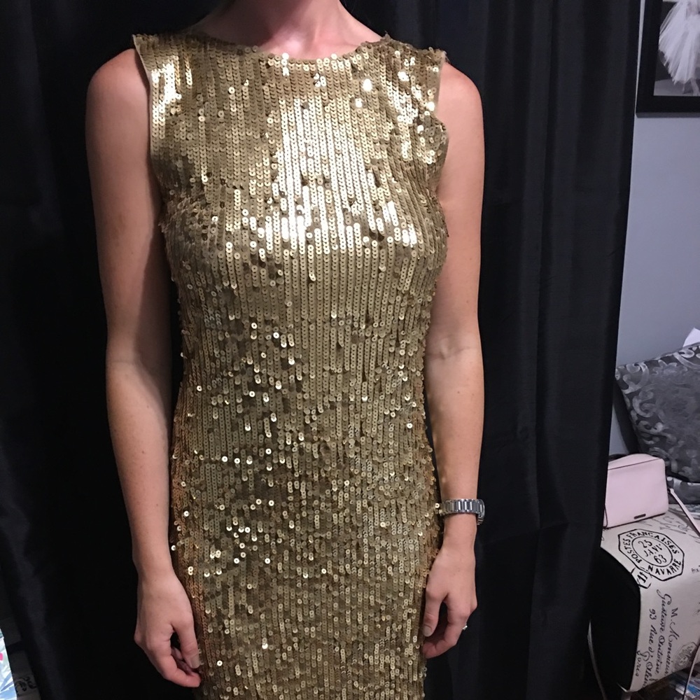 Michael Kors gold sequin mini dress