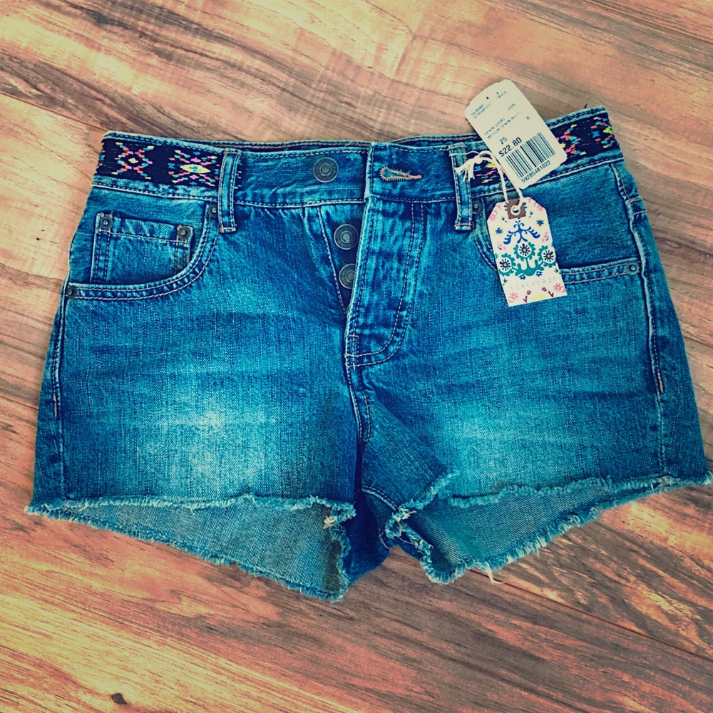 Cut-off button up shorts