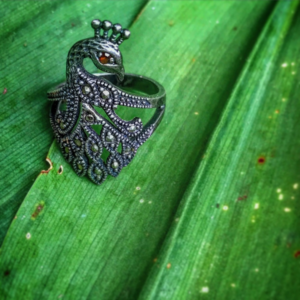 100 percent silver peacock ring