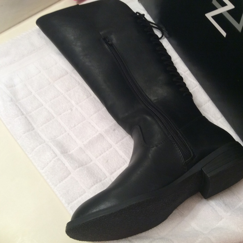 Just Reduced Vegan Leather Boots w/ Laced Back