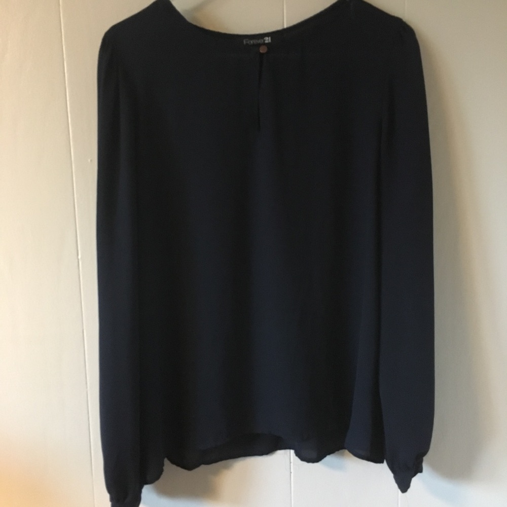 Forever 21 Blouse Navy Blue, Sheer