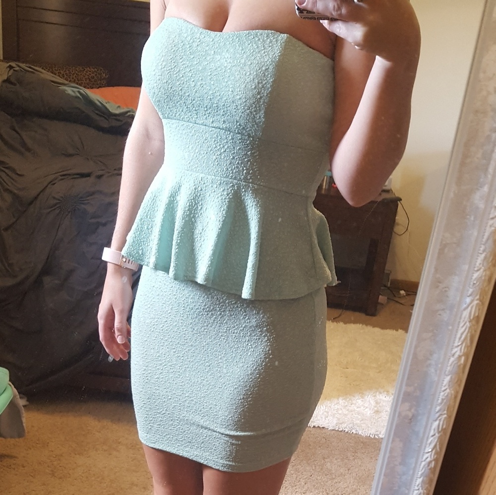 Mint peplum body con dress