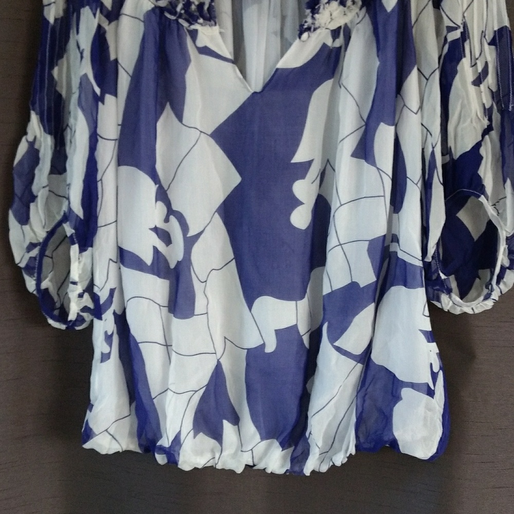 Anthropologie, Blue tassel  Blue blouse shirt, - Picture 3 of 8