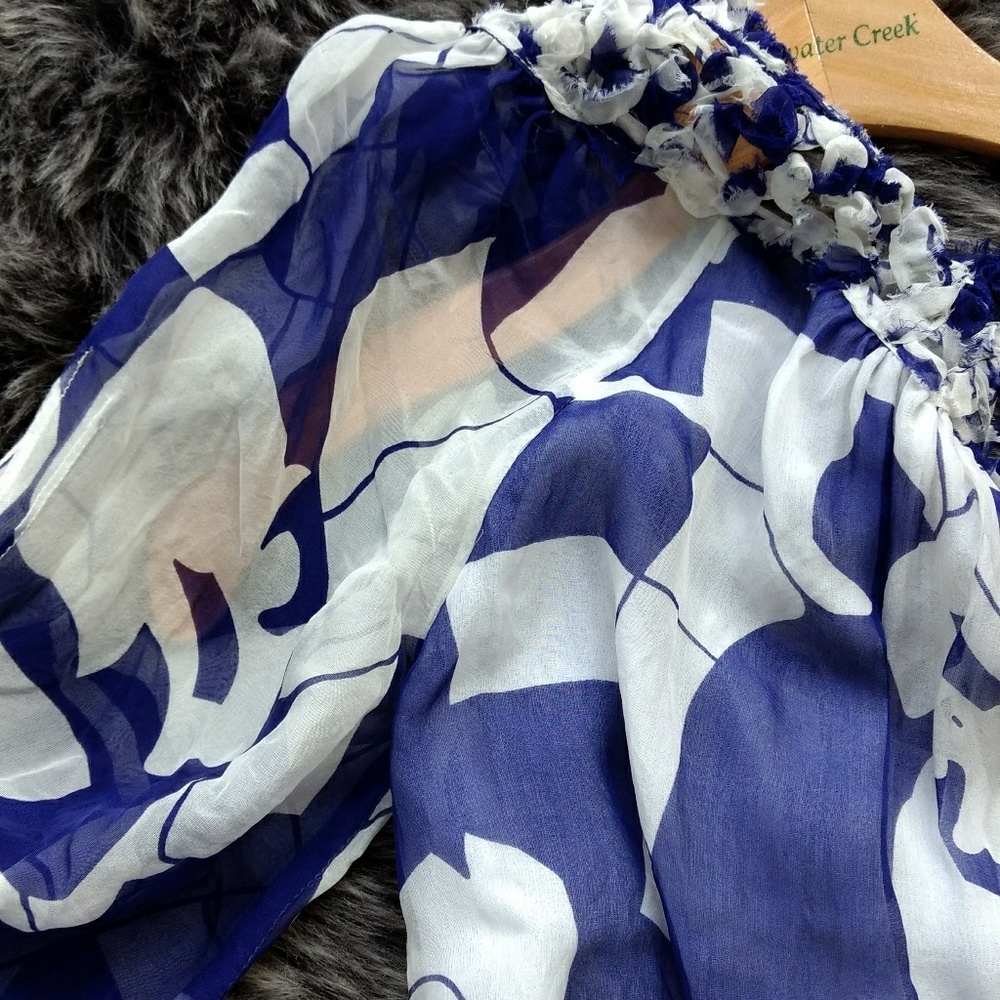 Anthropologie, Blue tassel  Blue blouse shirt, - Picture 6 of 8