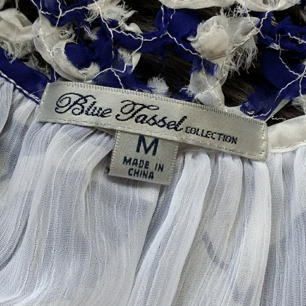 Anthropologie, Blue tassel  Blue blouse shirt, - Picture 8 of 8