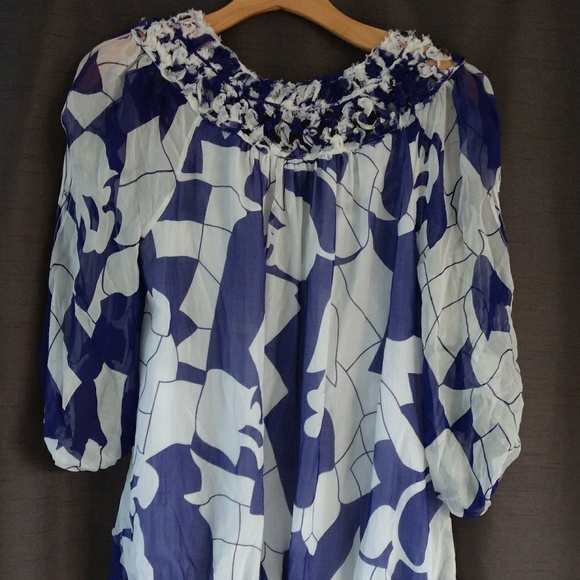 Anthropologie, Blue tassel  Blue blouse shirt, - Picture 2 of 8