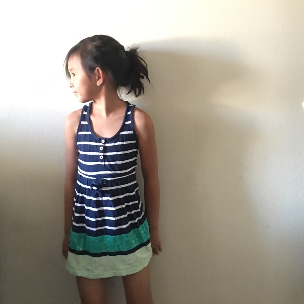 CHEROKEE NAVY STRIPED DRESS XS