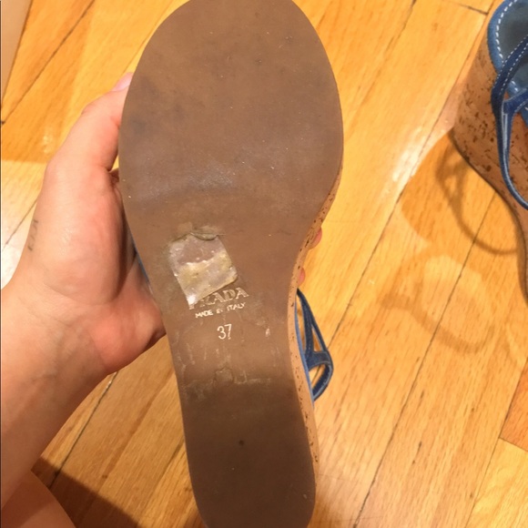PRADA Blue Suede Cork Wedges - Picture 4 of 4
