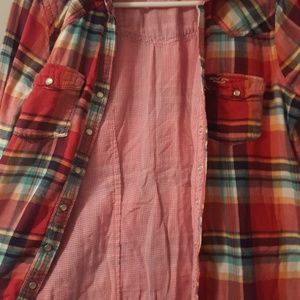 Hollister plaid buttondown with pearly buttons