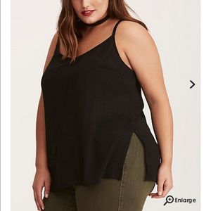 Black slit long cami