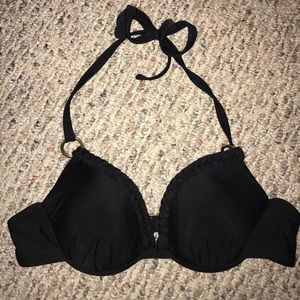 NWOT Black braided bikini top with gold rings 💍