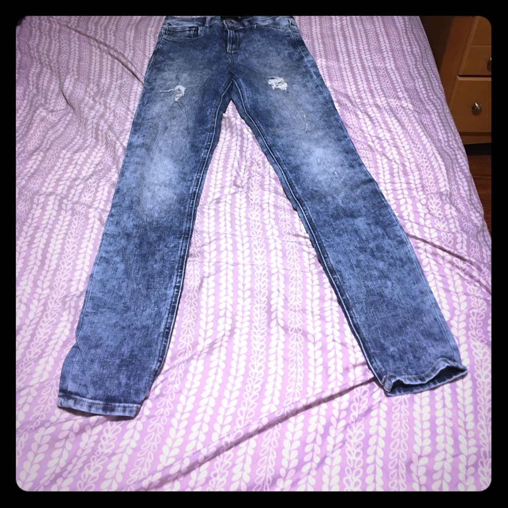 Acid wash high waist jean leggings