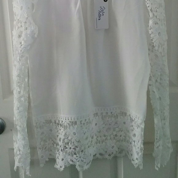 White soft lace/silk style blouse. - Picture 2 of 3