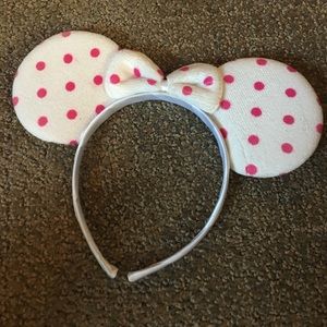 Custom white with pink dots Mickey ears Disney