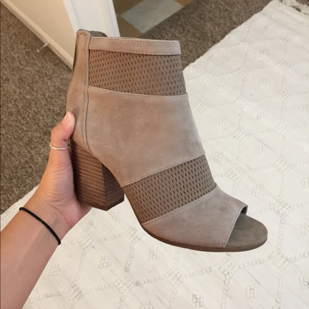 Open toe suede booties