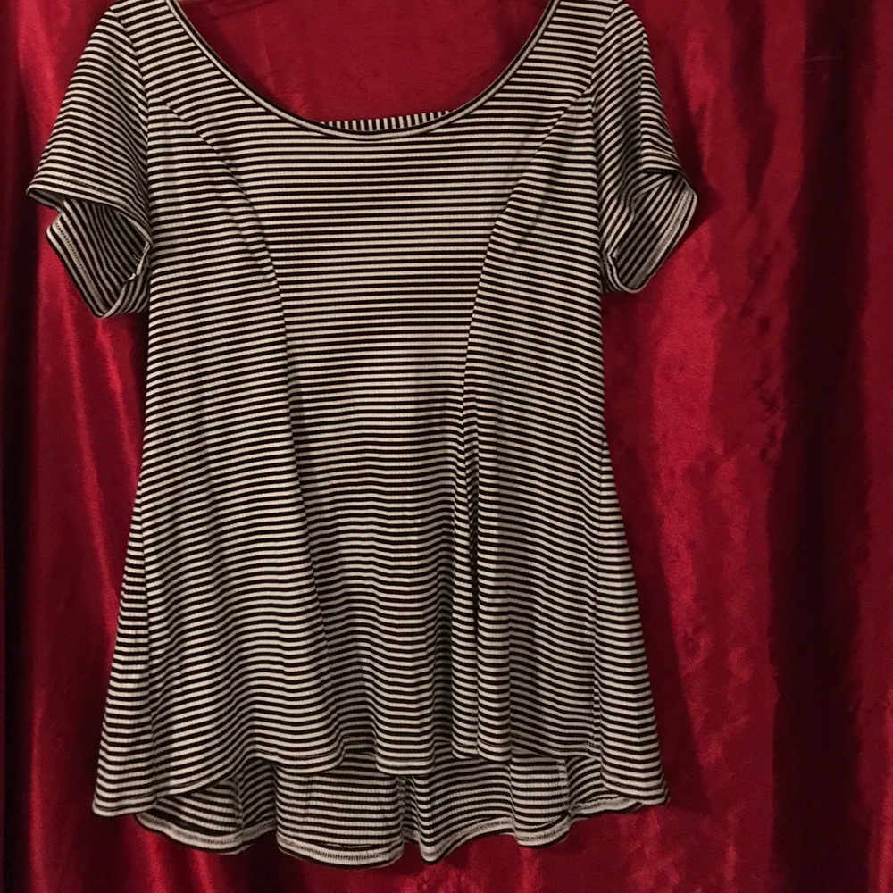 Torrid Black and white striped peplum top