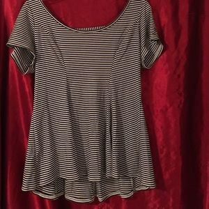 Torrid Black and white striped peplum top
