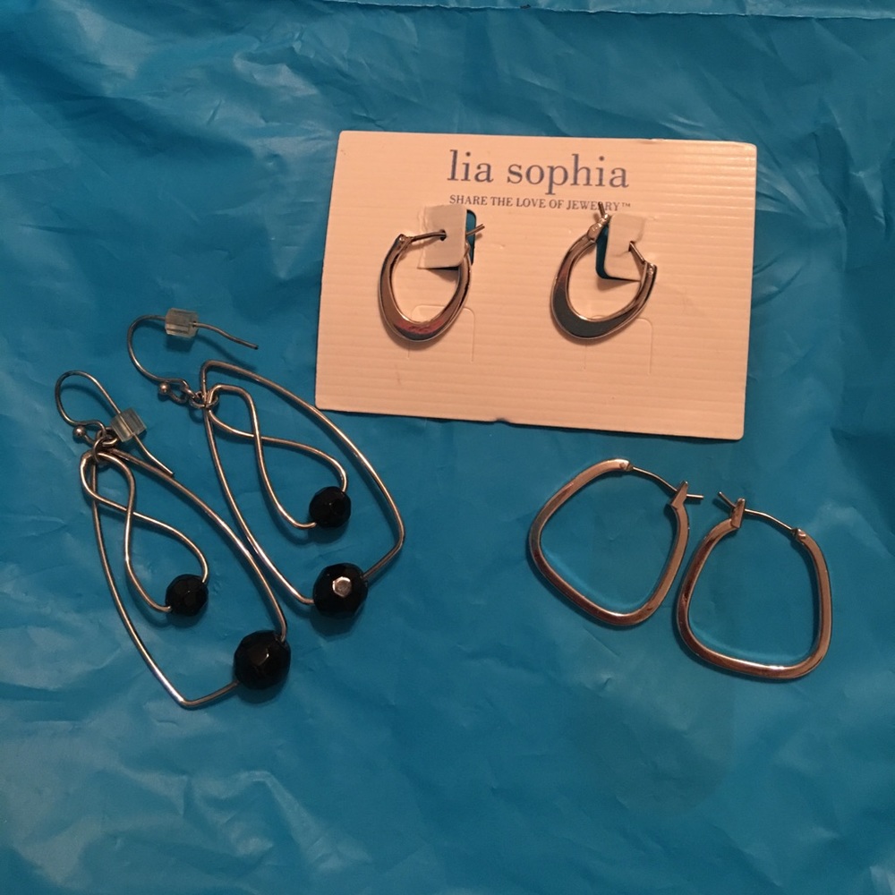 Lia Sophia silver earring lot