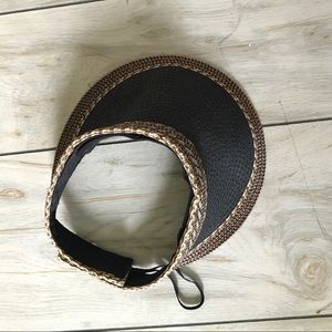 Black and Tan Woven Straw Visor
