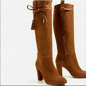 Zara split suede boots