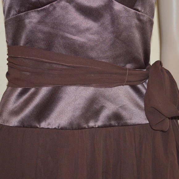 MAX & CLEO Espresso Brown Silk & Satin Halter Party Dress NWT - Picture 2 of 8
