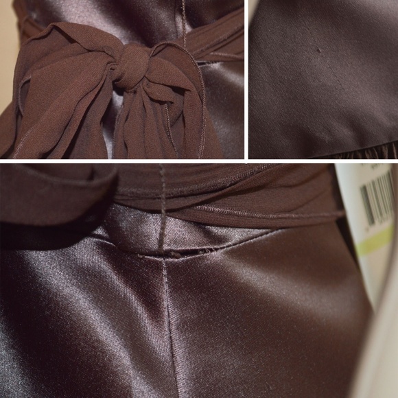 MAX & CLEO Espresso Brown Silk & Satin Halter Party Dress NWT - Picture 8 of 8