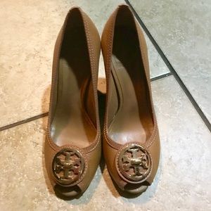 Tory Burch Peep Toe Wedges