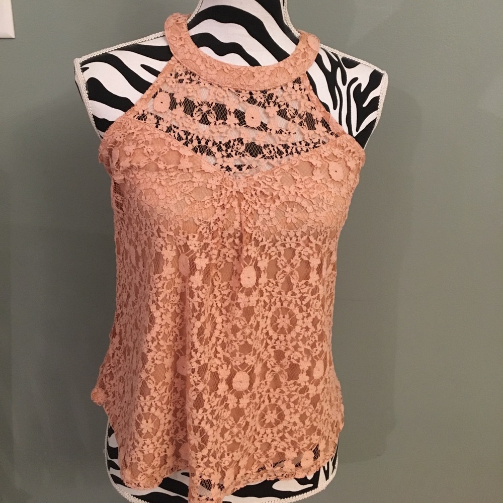 Pink Lace high neck blouse